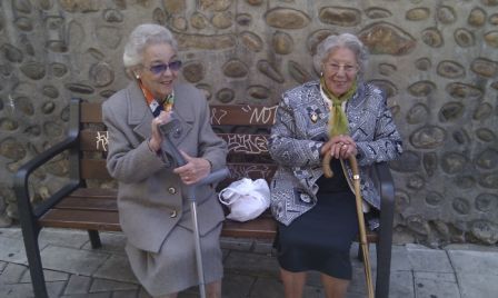 Camino de Santiago . Well dressed ladies in Leon, Spain