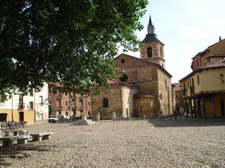 Camino de Santiago. Plaza in front of Hospederia Pax